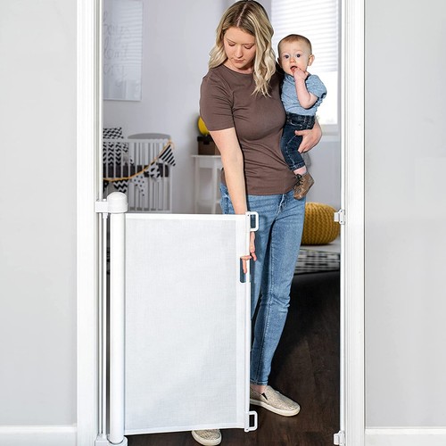 Dog gate retractable baby - retractable,